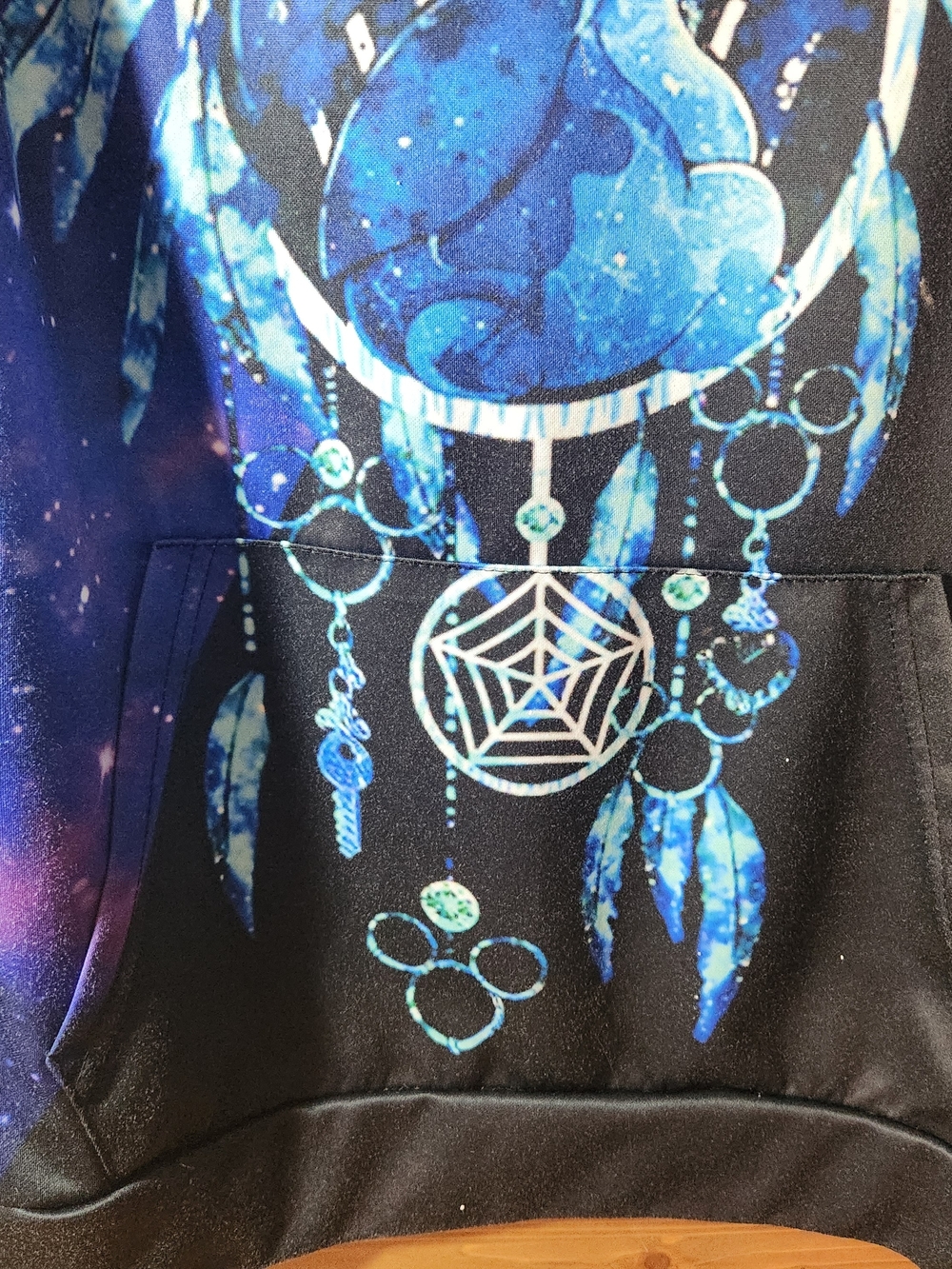 Blue & Black 'Ohana' Stitch Galaxy Hoodie Dream Catcher Disney Sweatshirt Family - Picture 3 of 8